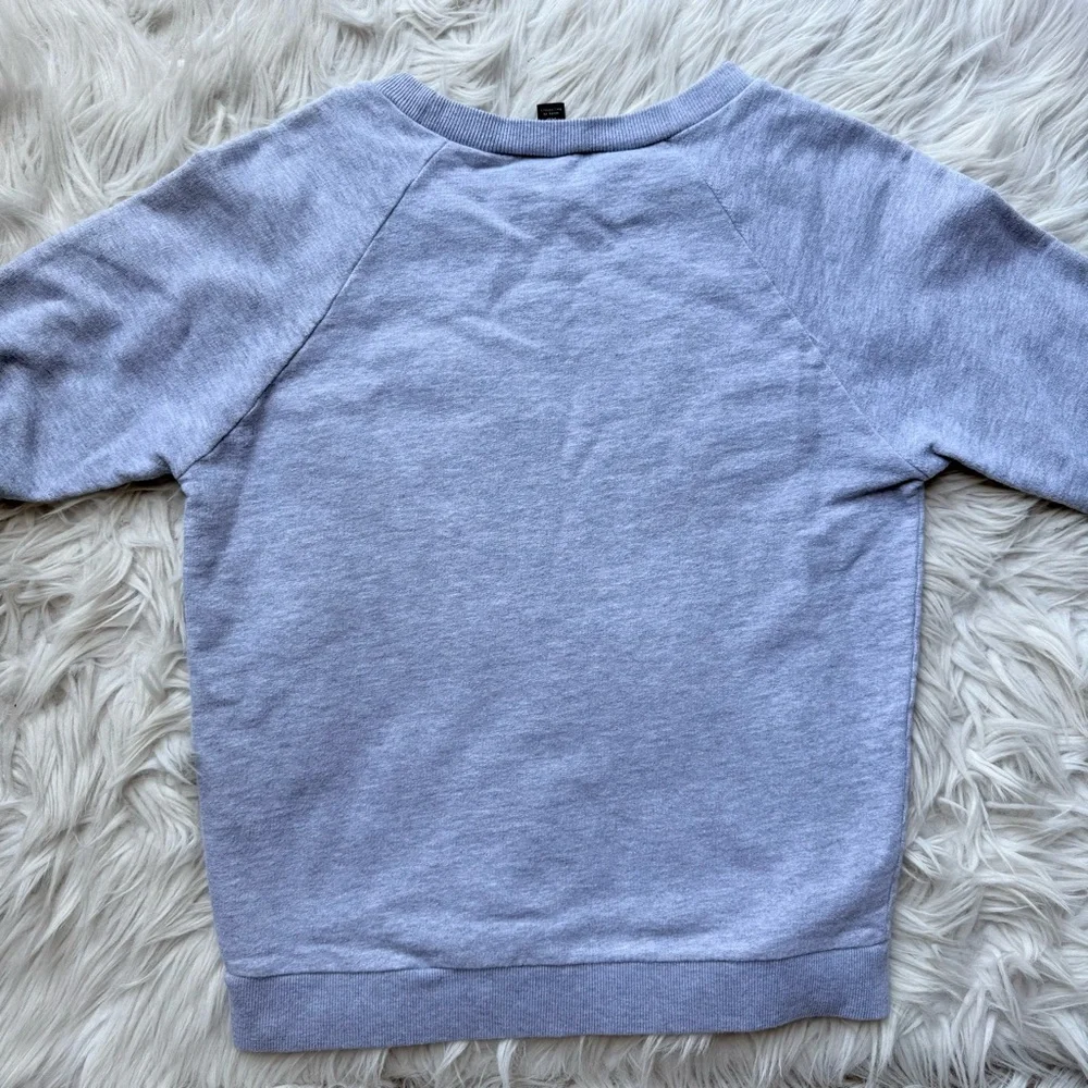 J.Crew cotton terry gray raglan chain stitch embroider Brooklyn Sweatshirt XS